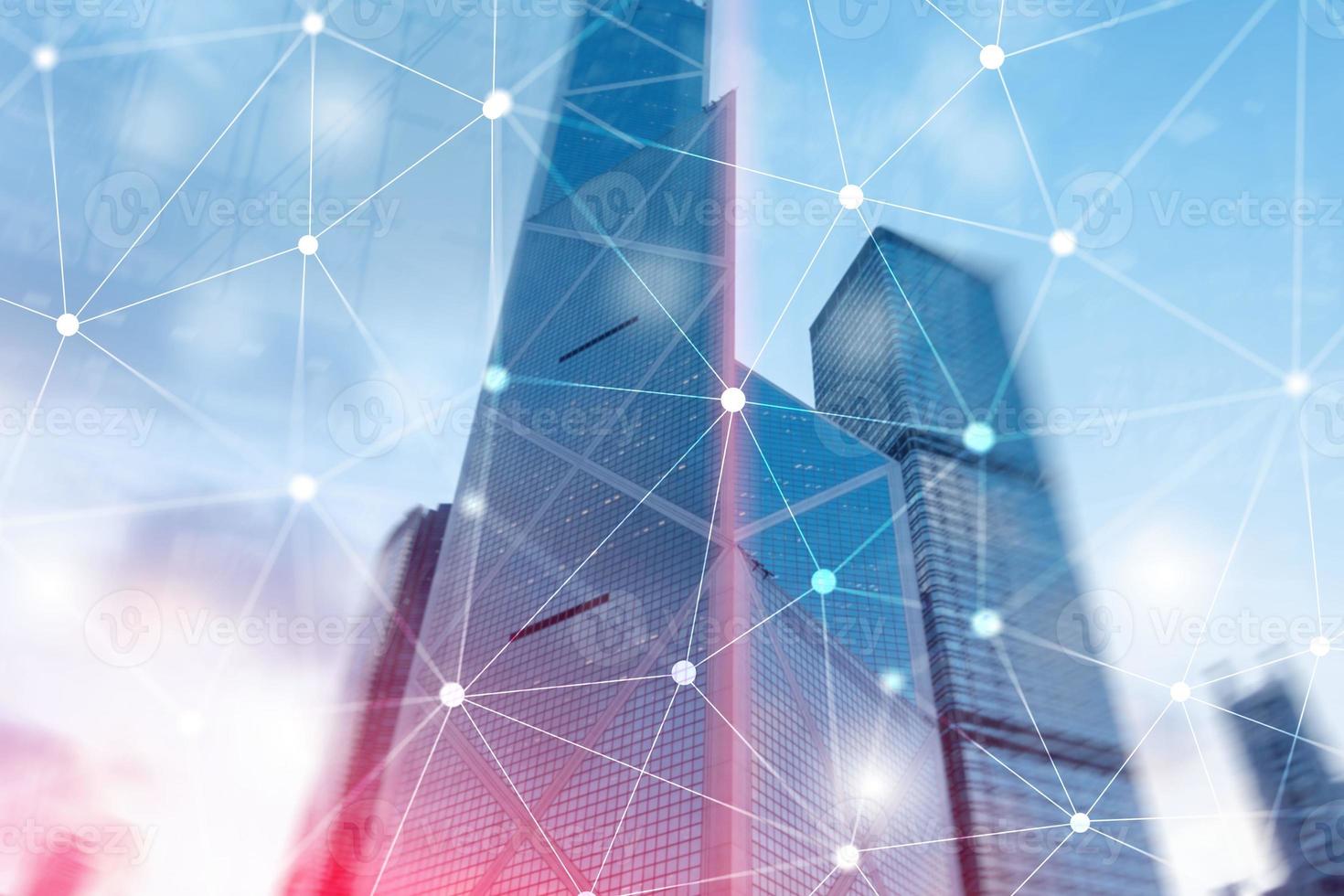 Cyber Network. Smart City Concept. Abstract Line Connection. photo