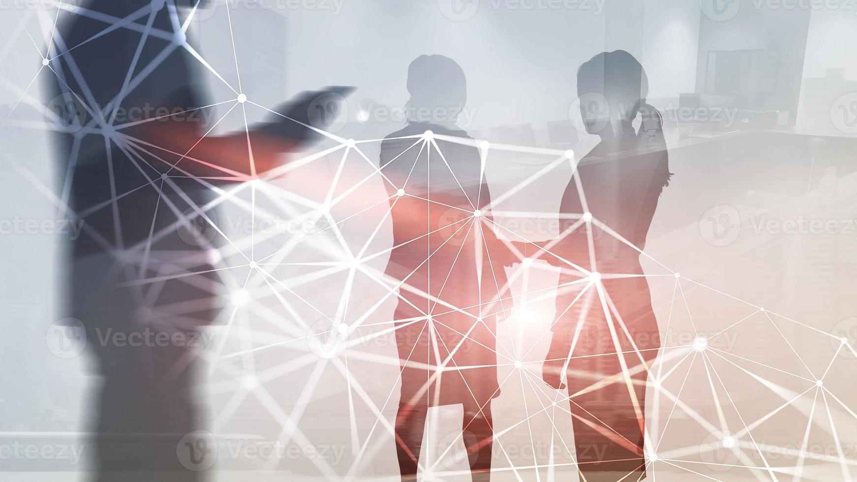 Network community concept and social networking. Internet technology connection, network people connection. photo