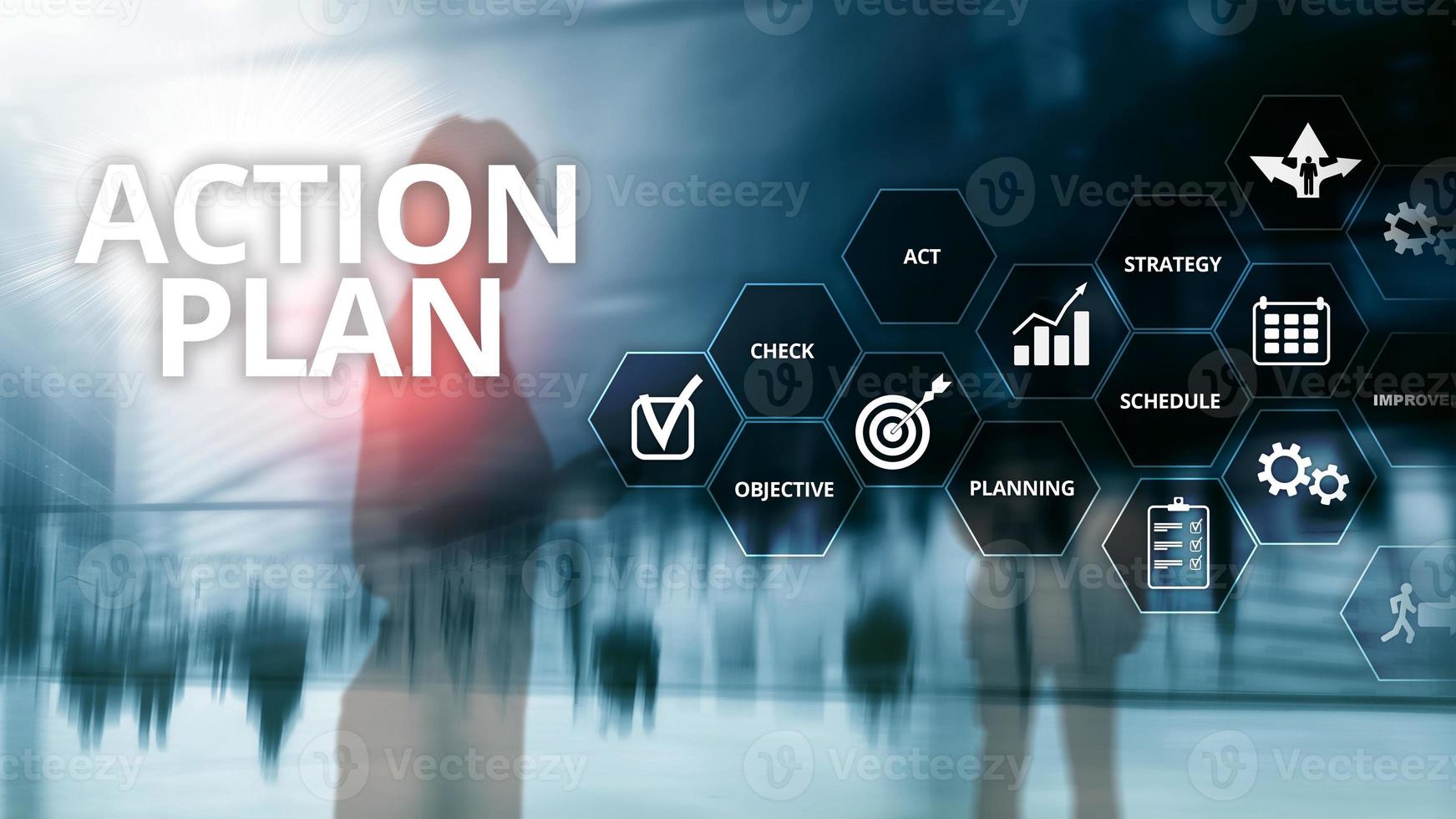 Action Plan Strategy Planning Vision Direction. Financial concept on blurred background photo