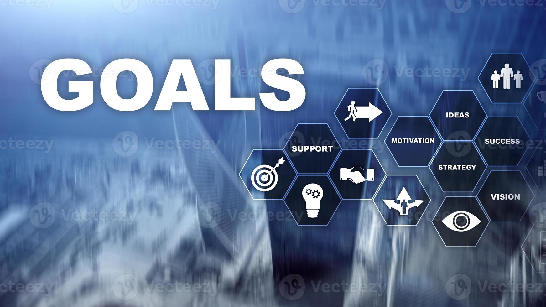 Target Goals Expectations Achievement Graphic Concept. Business development to success and growing growth. photo