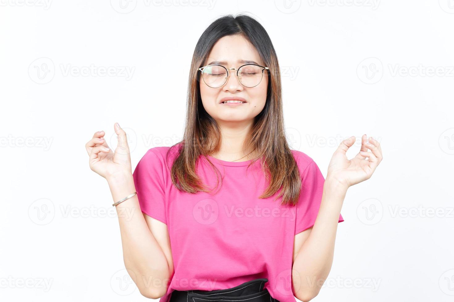 Cry Sad Face Expression Of Beautiful Asian Woman Isolated On White