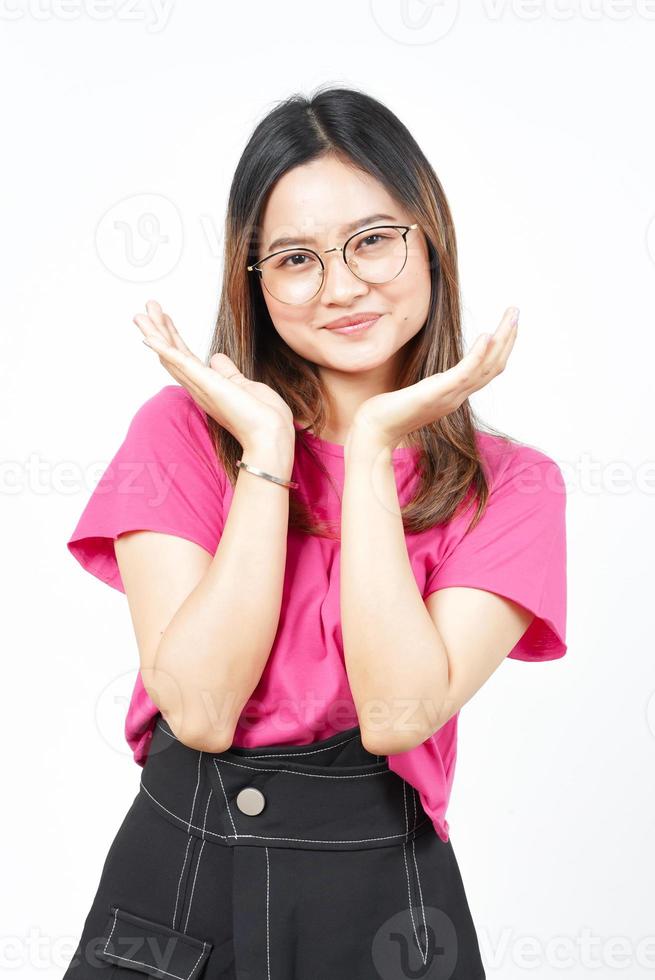 Looking at Camera and Smiling Of Beautiful Asian Woman Isolated On White Background photo