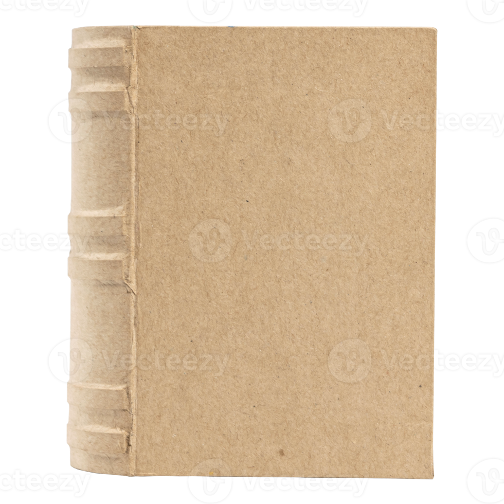 standing book with craft paper cover photo isolate. book cover mock up png