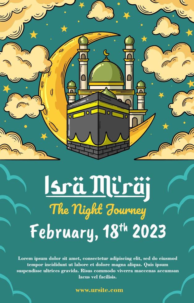 Isra Mi'raj Poster Islamic Big Day vector