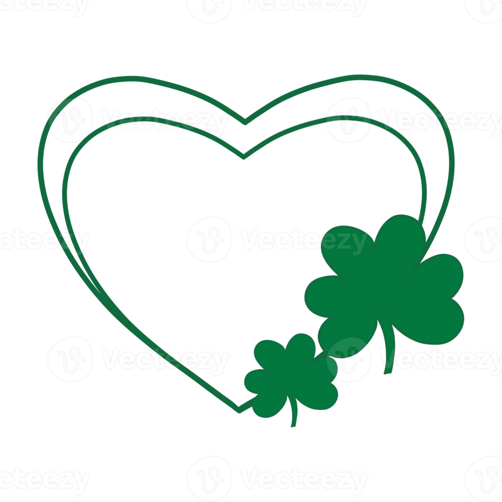 Green Heart With Clover Leaf png