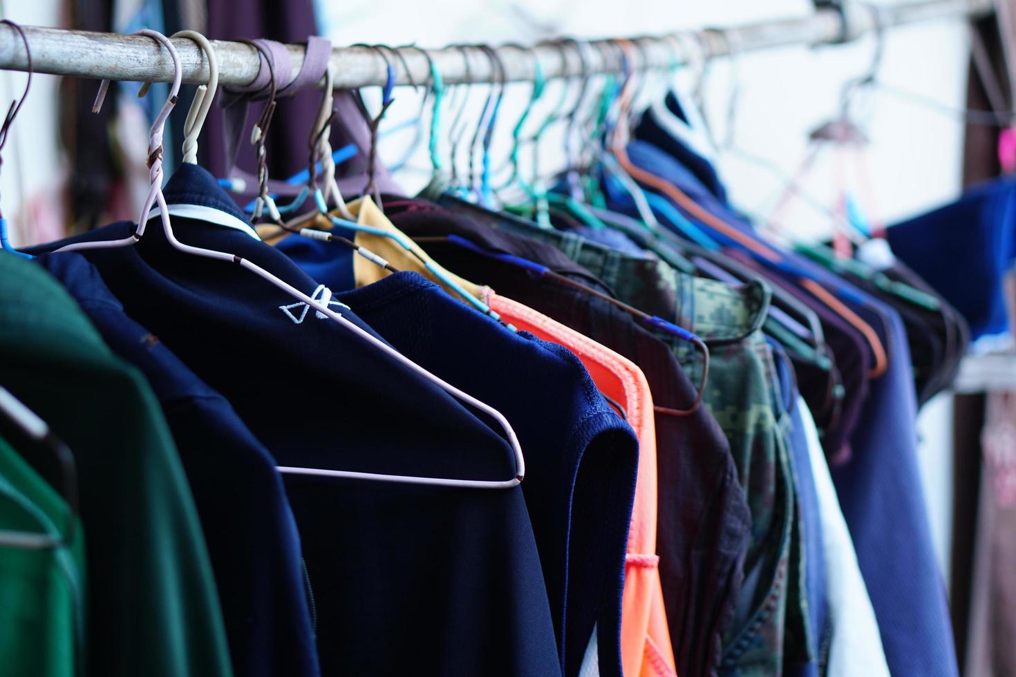 Lots of clothing and clothes to dry in the sun photo