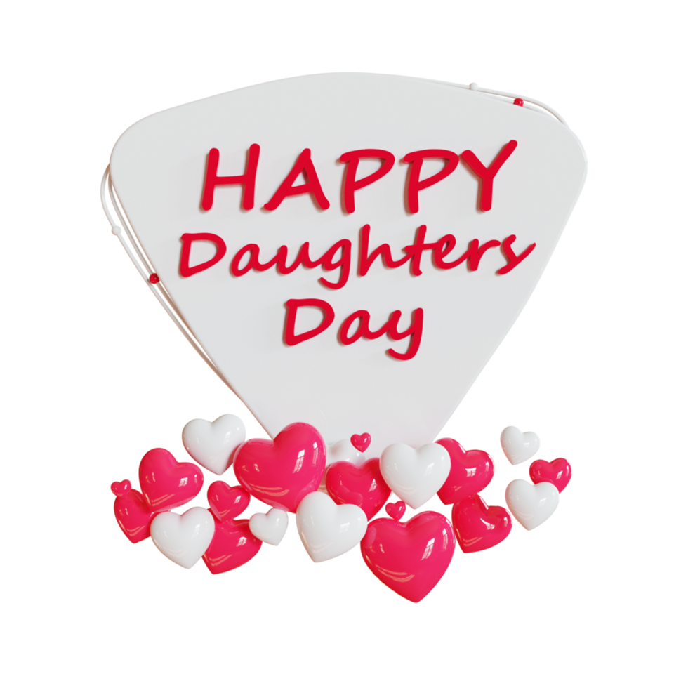happy daughters day 3d illustration png