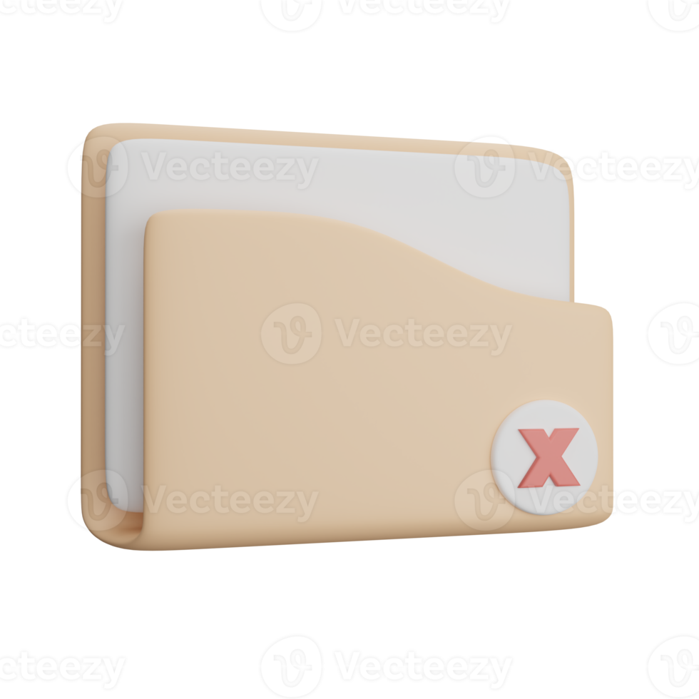 Icon 3d rendering folder Delete png
