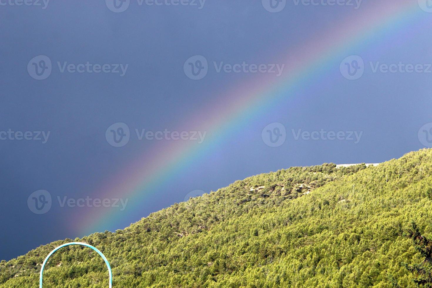 Rainbow in the sky over the forest. photo