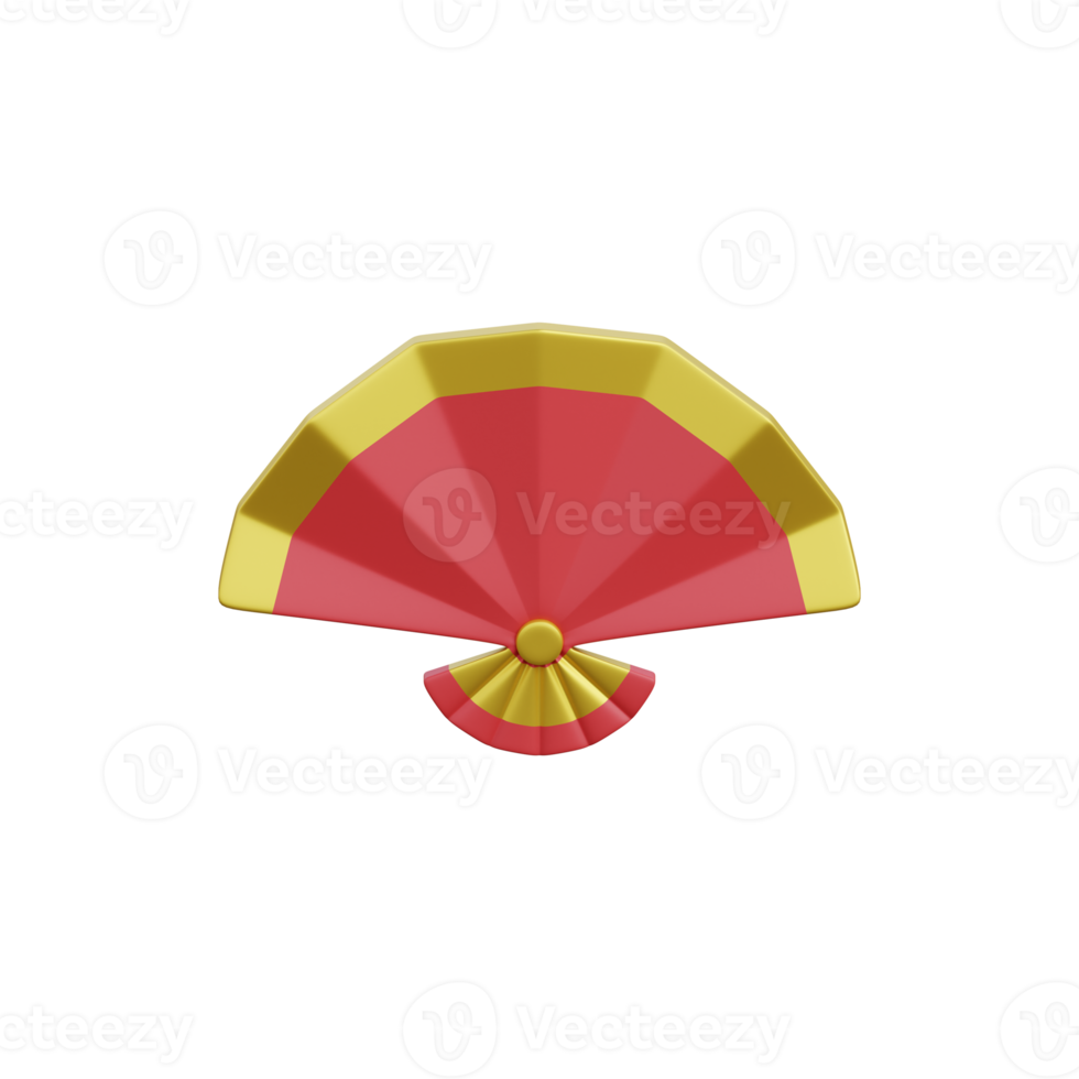 3d rendering of isolated chinese new year hand fan icon png