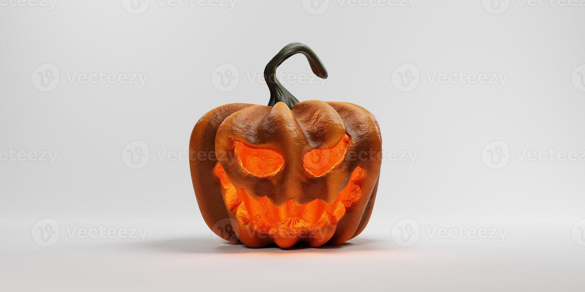 3d rendering realistic halloween pumpkin isolated on white background. halloween concept on 3d rendering photo