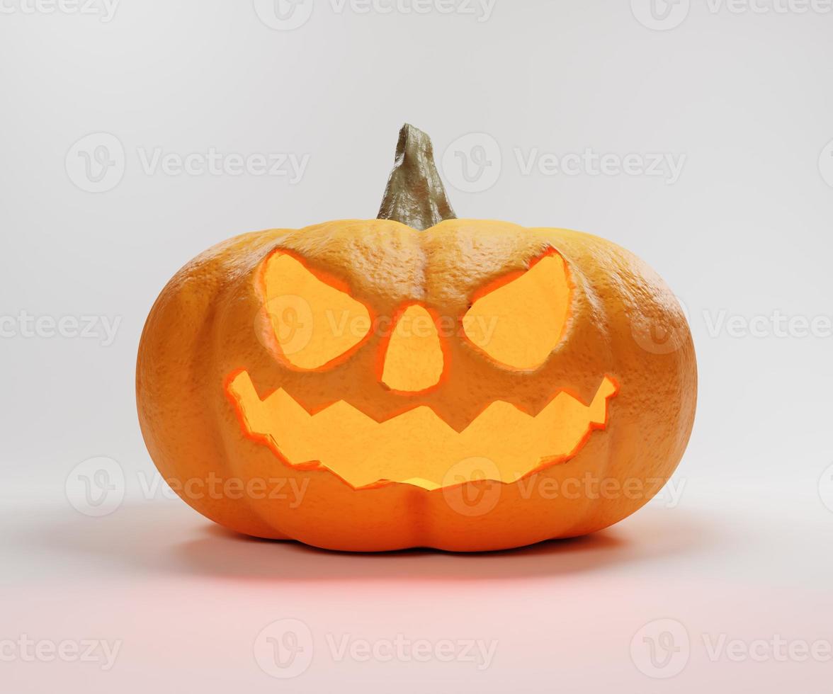 halloween concept with pumpkin isolated on white background. 3d rendering realistic illustration. 3d render closeup halloween pumpkin photo