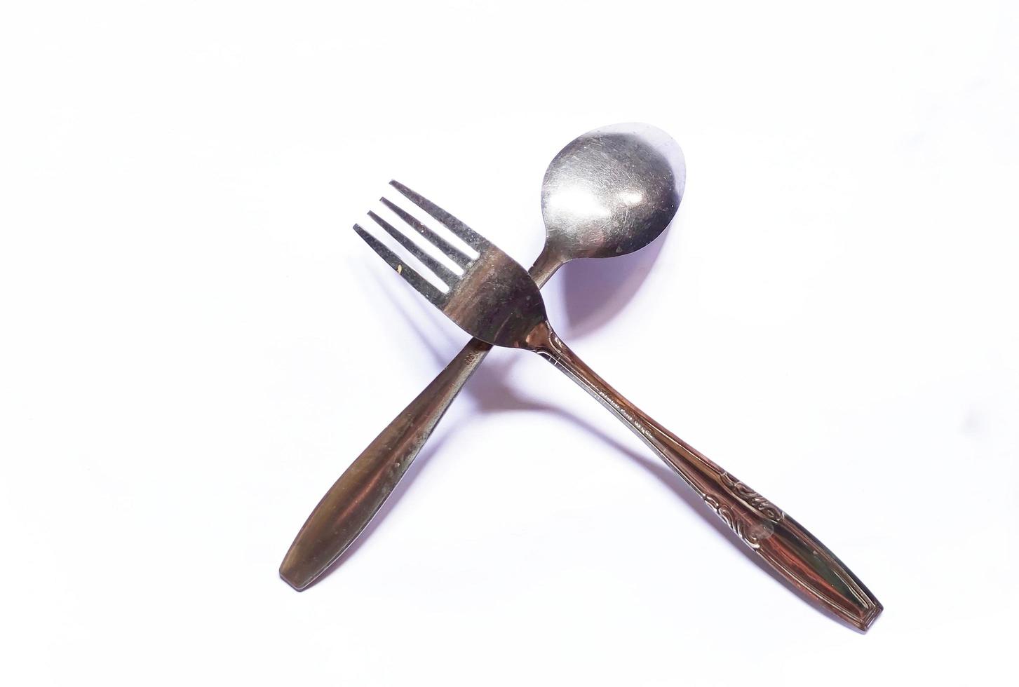 isolated studio photo spoon and fork on white background