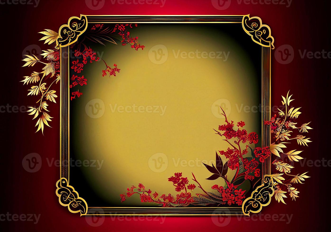 Chinese luxury frame background red and gold color with asian elements for decorated with copy space, Happy Chinese new year concept photo