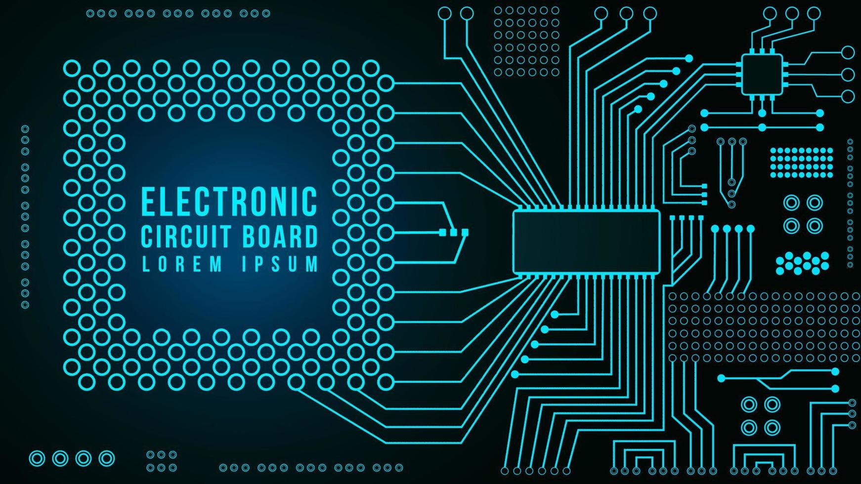 Circuit board. Blue abstract technology background. Motherboard vector illustration