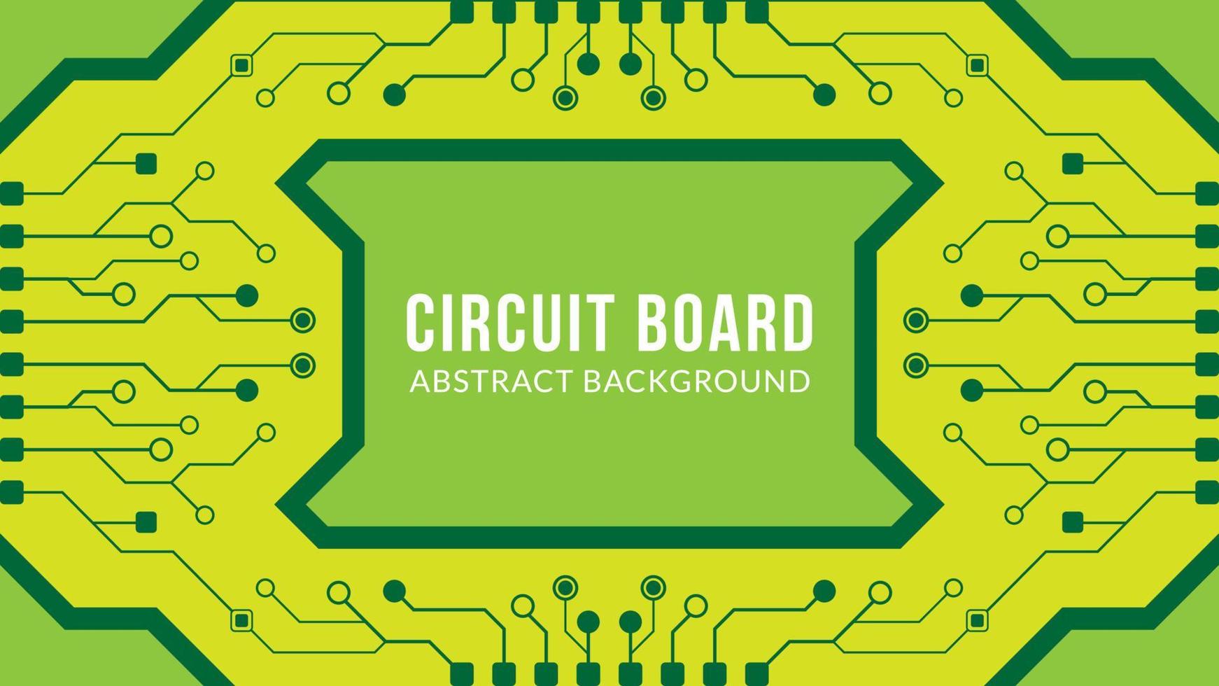 Retro Cartoon Motherboard Vector Illustration. Circuit Board With Electronic Tree Shape. Abstract Background Design Template. Green And Yellow Color Theme.