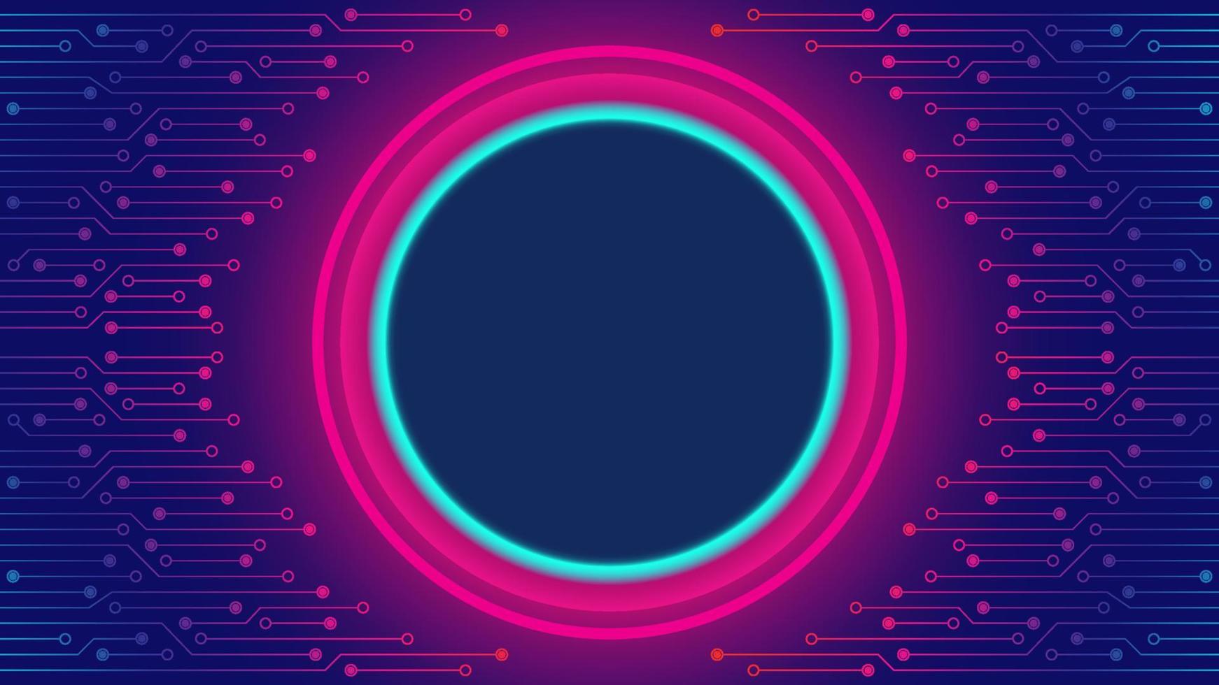 Cyberpunk Circuit Board Background Design Template. Abstract Technology  Vector Illustration with Neon Ring in the middle. Sci-Fi PCB Trace Data  Transfer Design Concept. 16660441 Vector Art at Vecteezy