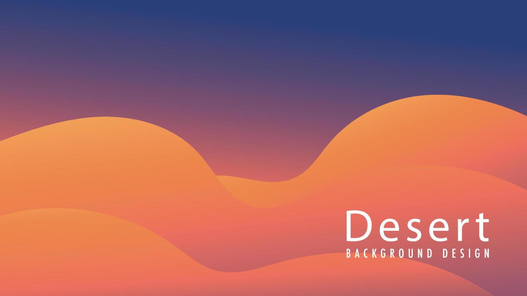 Vector illustration of minimal desert with the dark sky. Wavy shape with soft earthtone color gradient. Panoramic views. Abstract landscape background design template.