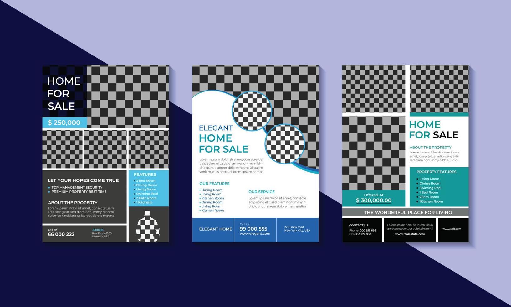 Real Estate flyer design template. Corporate business flyer concept vector template in A4 size. Home sale banner design template. vector illutration
