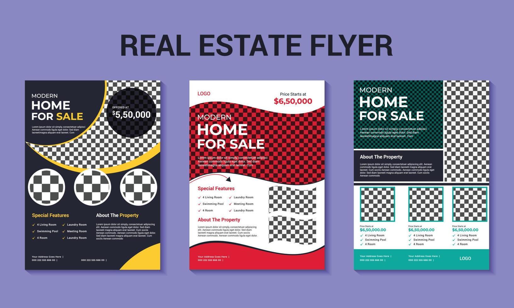 Professional and corporate real estate flyer design template. vector