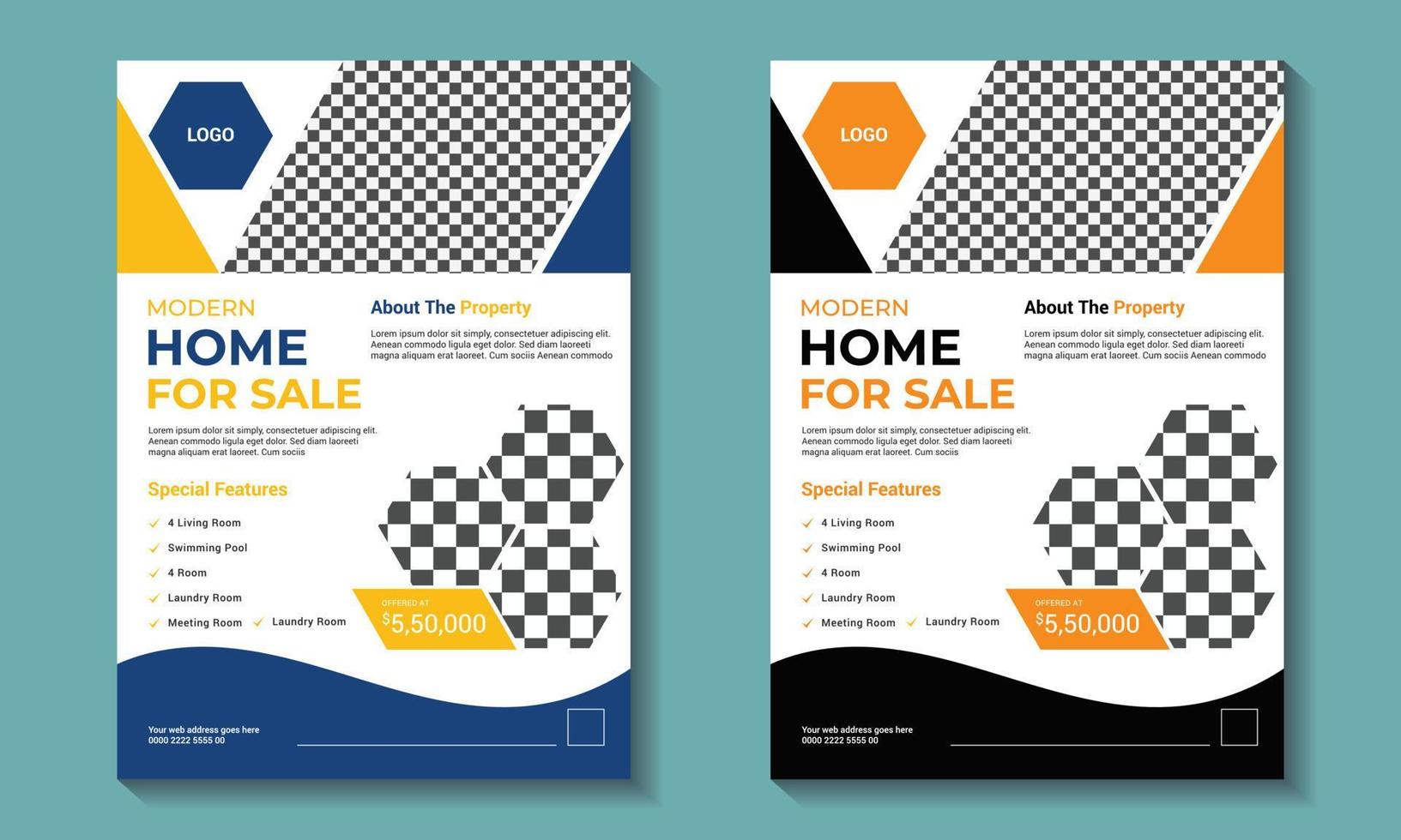 Corporate real estate flyer design template. Real estate home sale flyer design template. vector illustration.