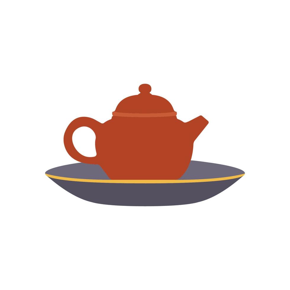 Clay Teapot Flat Illustration. Clean Icon Design Element on Isolated White Background vector