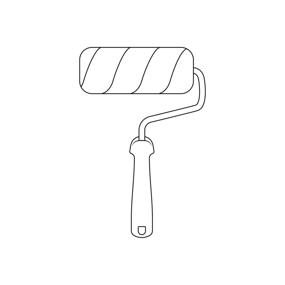 Paint Roller Outline Icon Illustration on Isolated White Background vector