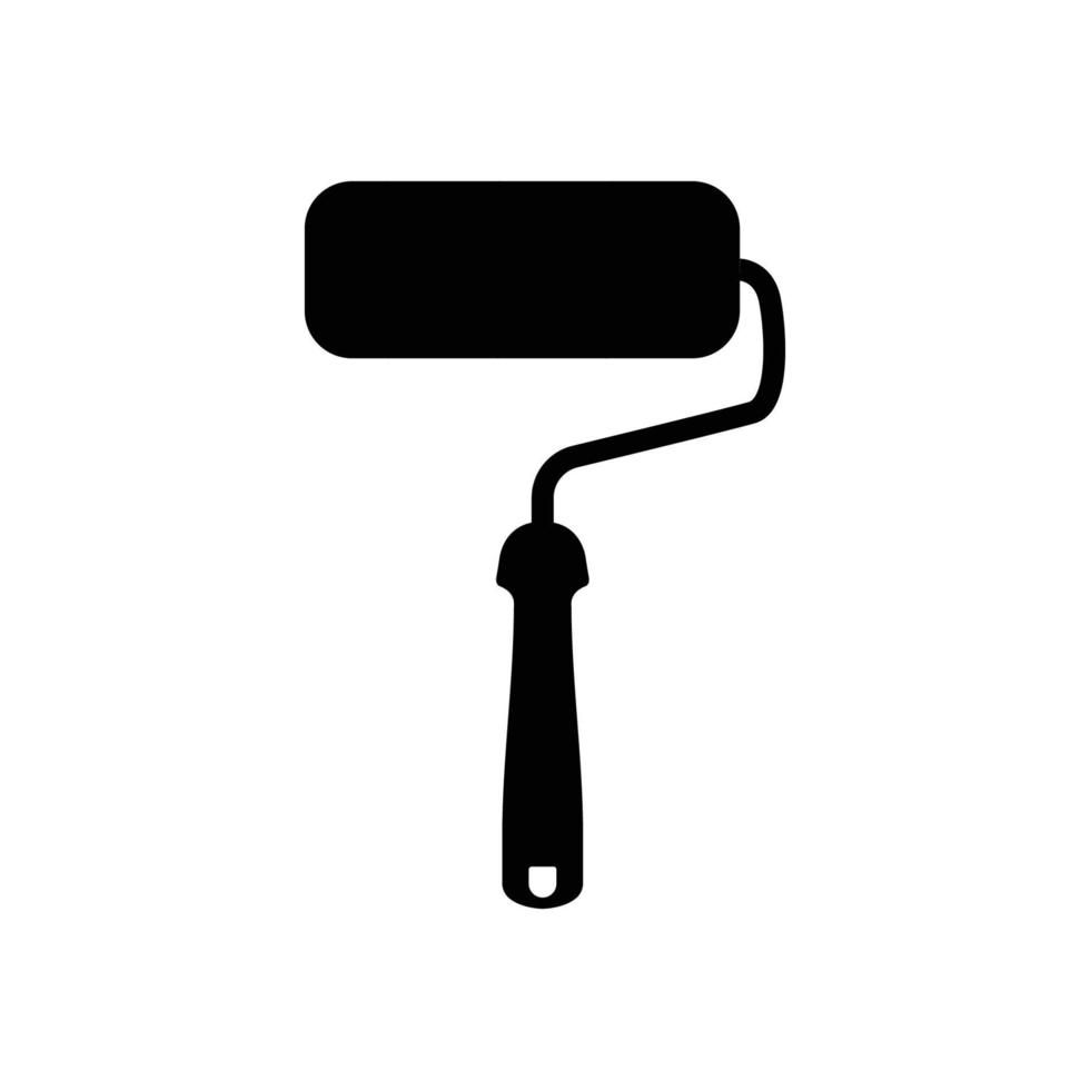 Long Paint Roller Silhouette. Black and White Icon Design Element on Isolated White Background vector