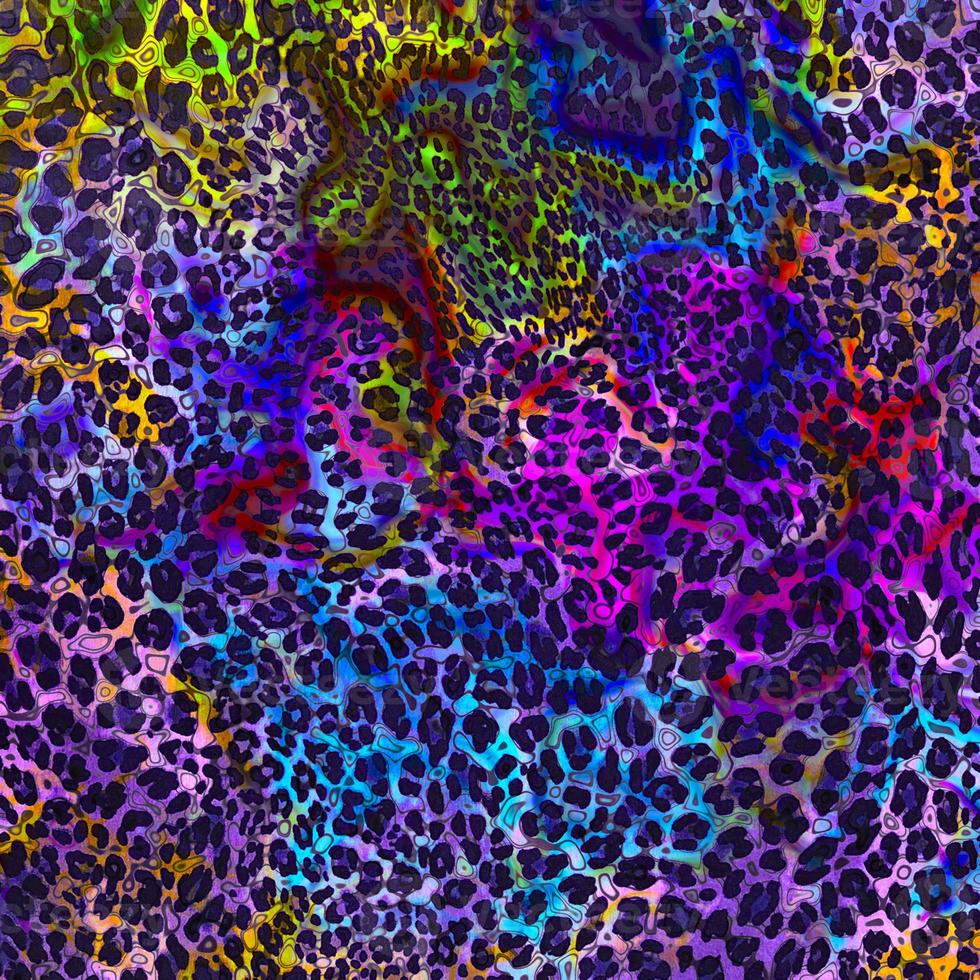 fondo de diseño de leopardo abstracto, textura de piel animal colorida, tela de diseño de leopardo textil foto