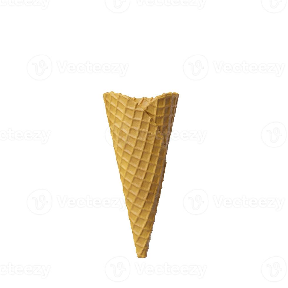 3D rendering Waffle Ice Cream Cone on White Background photo