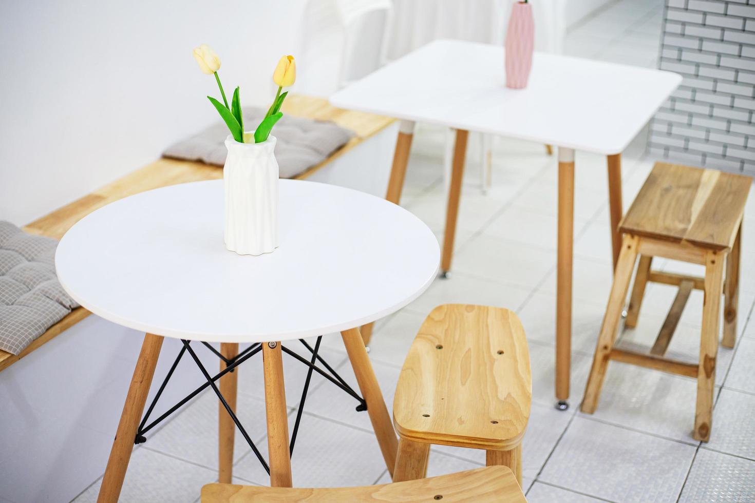 white table with vase photo