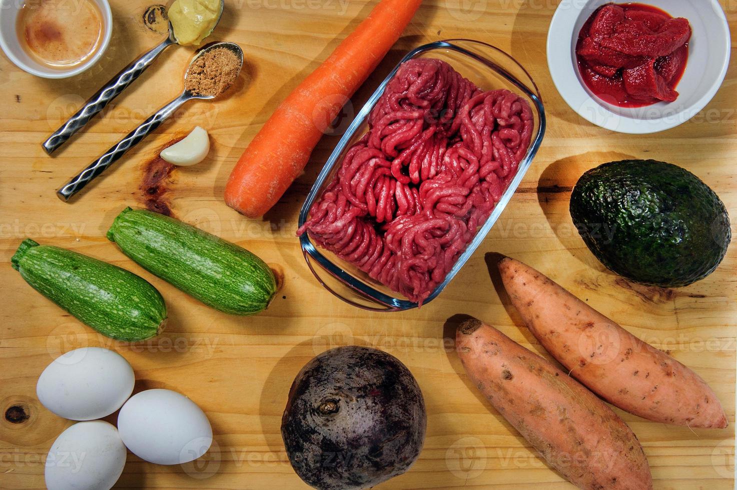 Raw ingredients. Ready to be cooked. Recipe for chicken stew, European cuisine, cooked with a garnish of mushrooms, small onions and other. photo