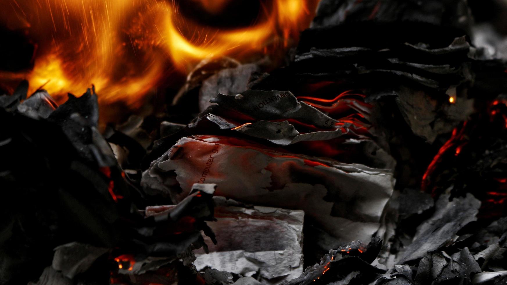 Closeup Of Paper On Fire In Karachi Pakistan 2022 photo