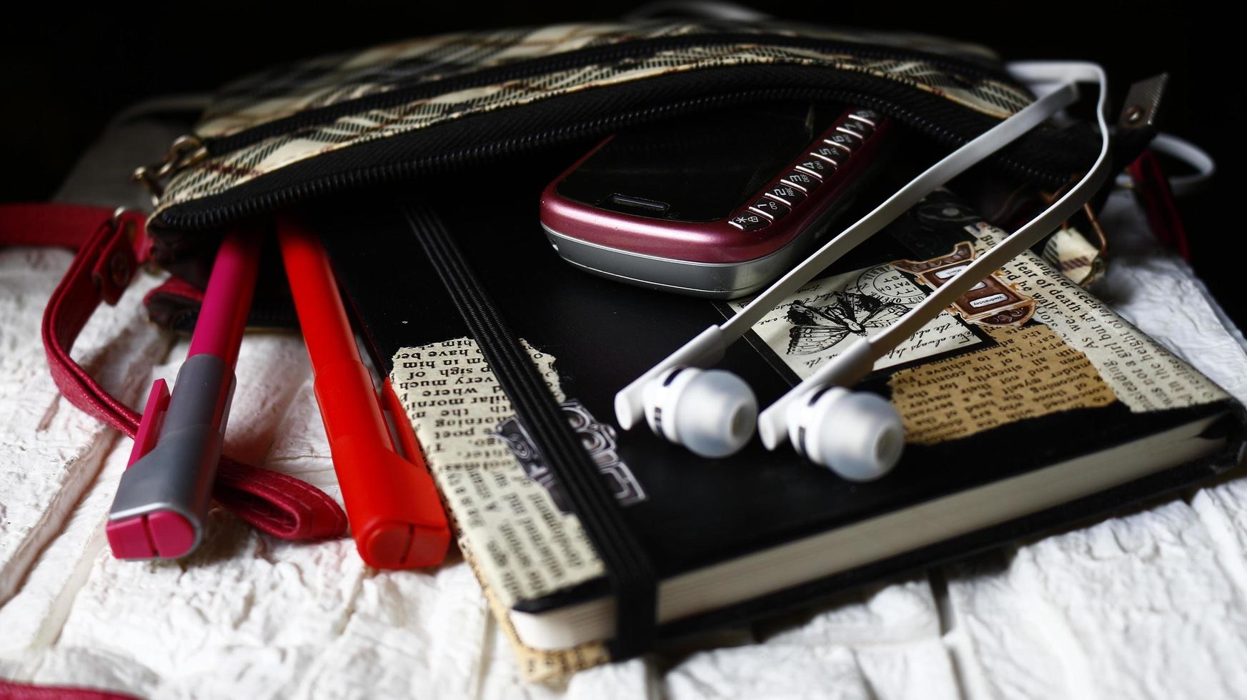 Work Bag And Office Diary On Table in Karachi Pakistan 2022 photo
