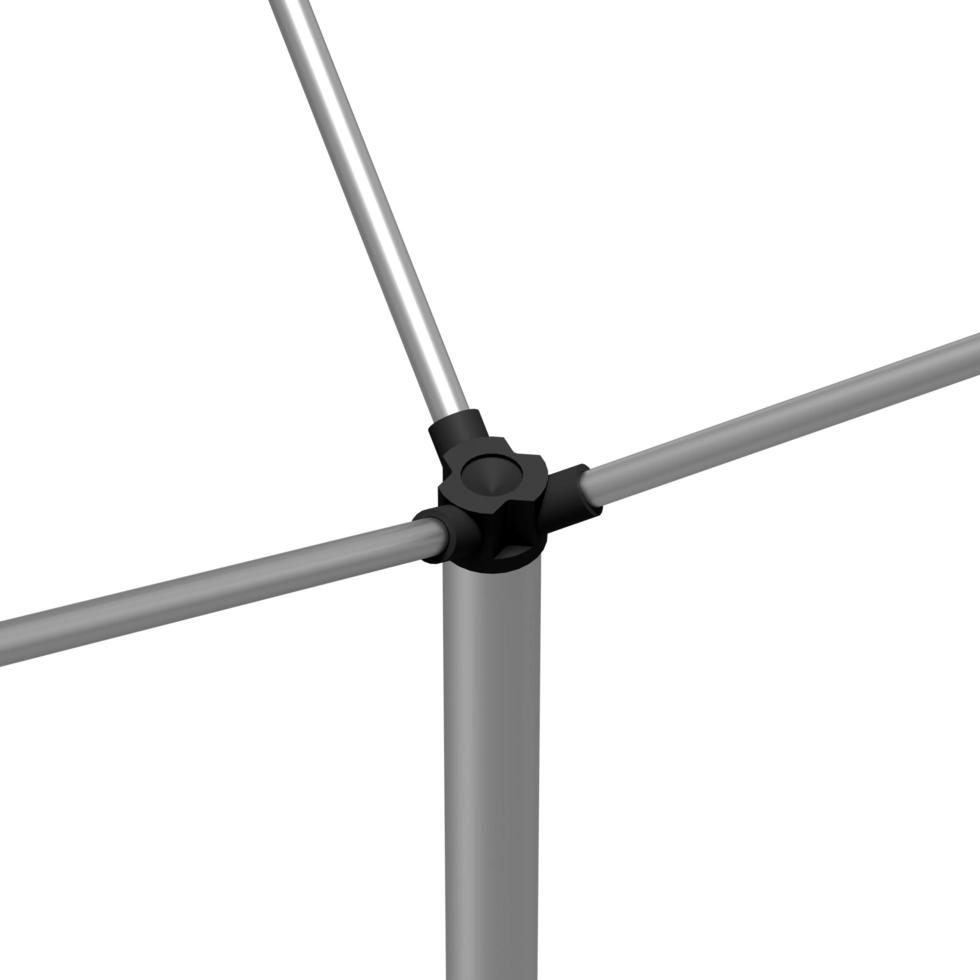 Closeup 3d render illustration of the pole connector of a Tri Banner Mechanism isolated on a white background. photo