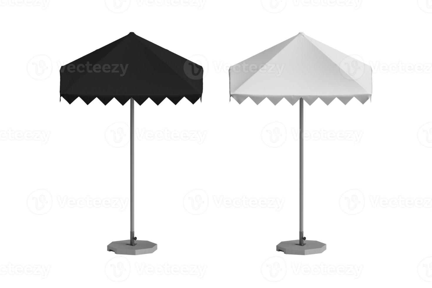 Black and White Umbrella Parasol sun shade mockup isolated on wh photo