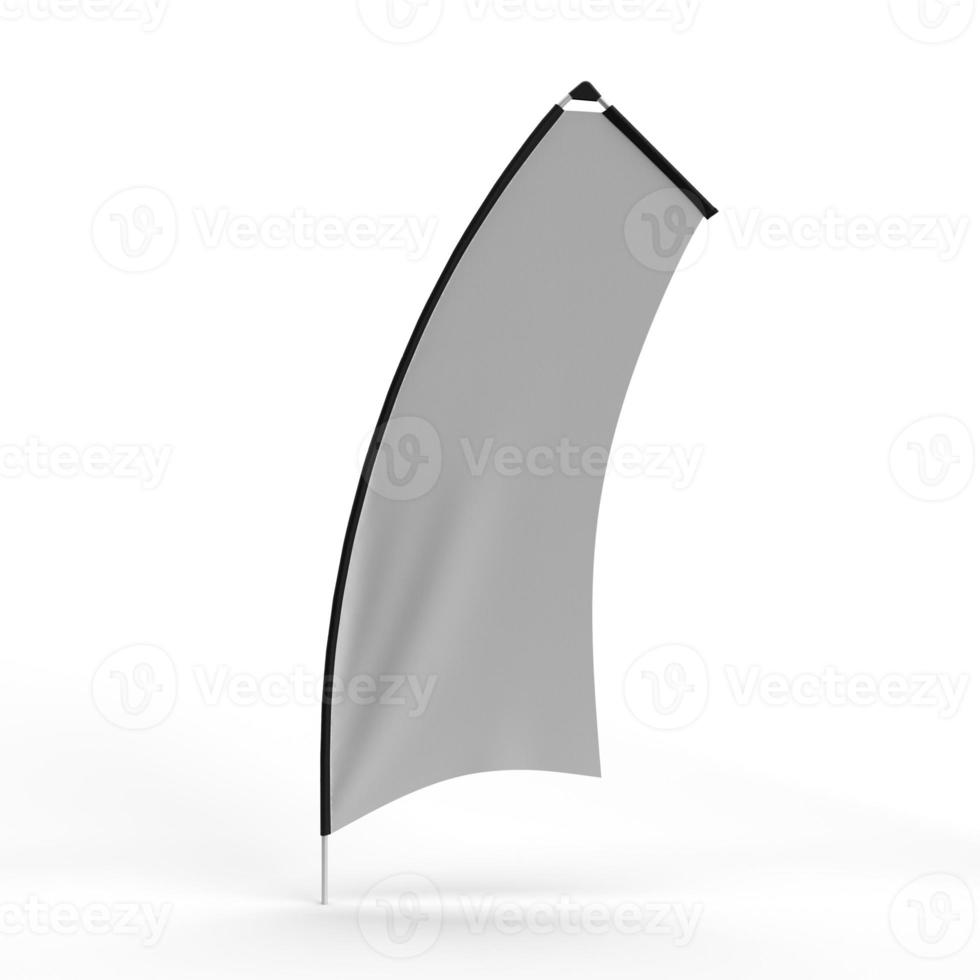 Banner Flag waving display exhibition, Extreme Shape 9, 3d render illustration for mockup and signage display solutions photo