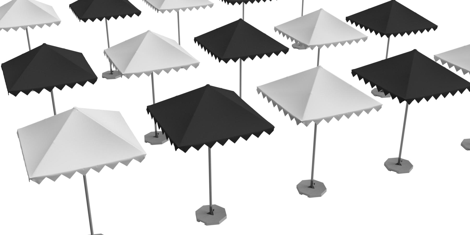 Black and White Umbrella Parasol sun shade mockup isolated on wh photo