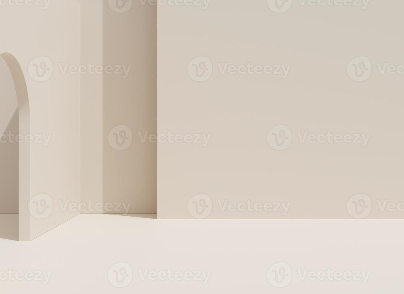 Trendy minimal interior. 3d render illustration in modern geometric style. Pastel colors background for banners for product presentation. photo