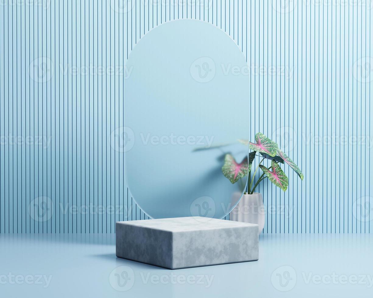 3D rendering platform podium with plant product presentation background photo