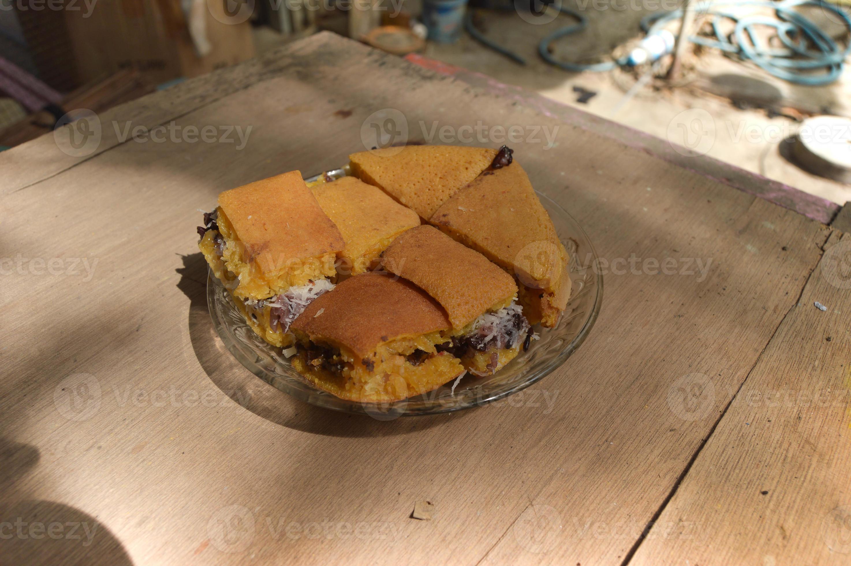 Terang Bulan food made from flour and stuffed with black sticky rice