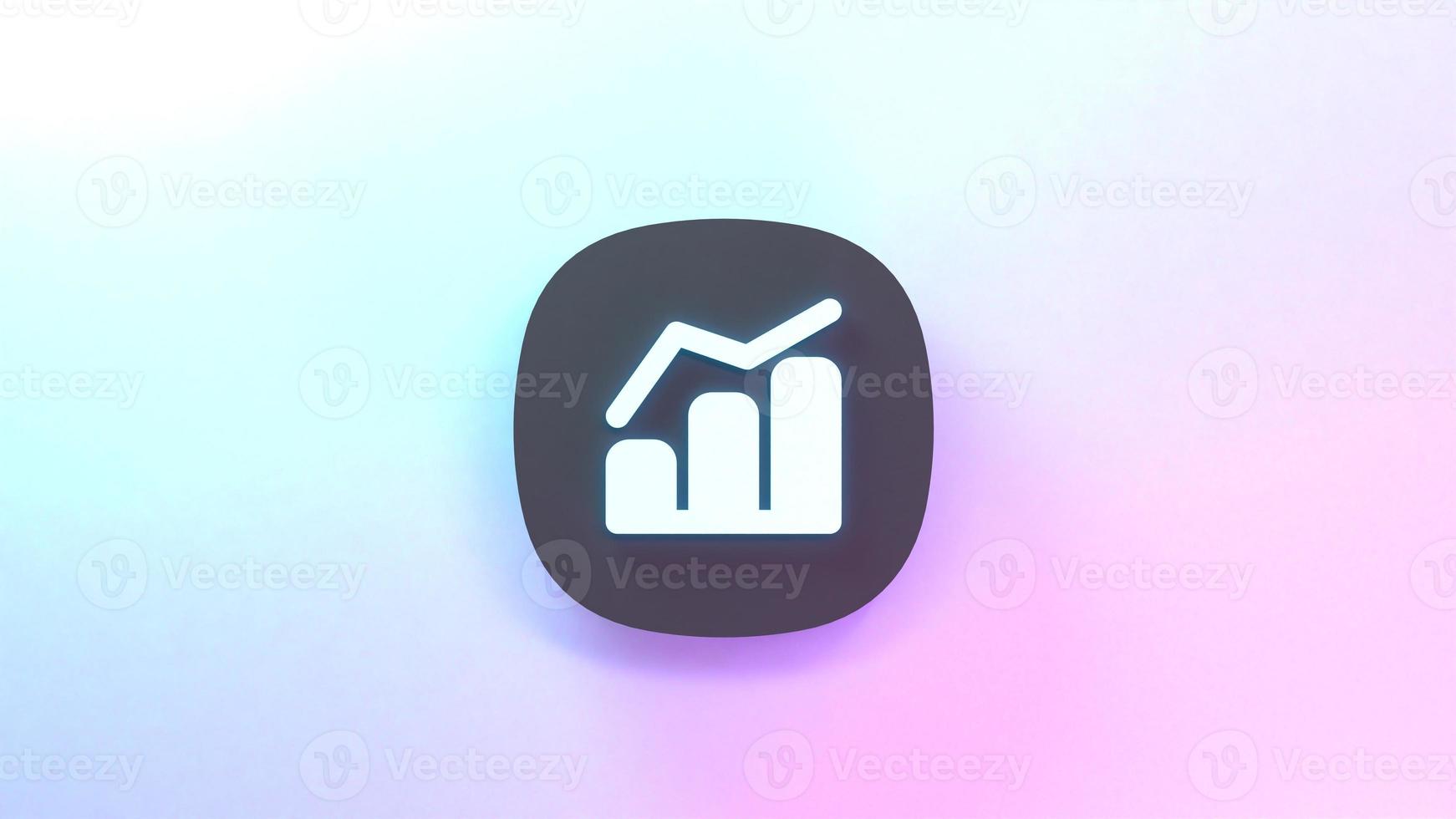 Growth graph icon. 3d render illustration. photo