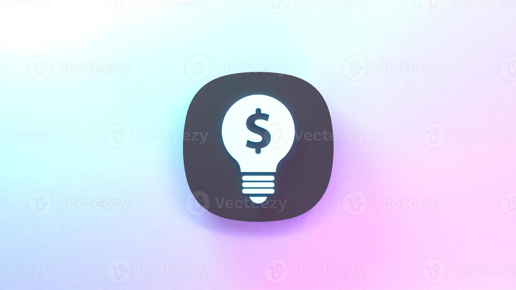 Light bulb icon. 3d render illustration. photo