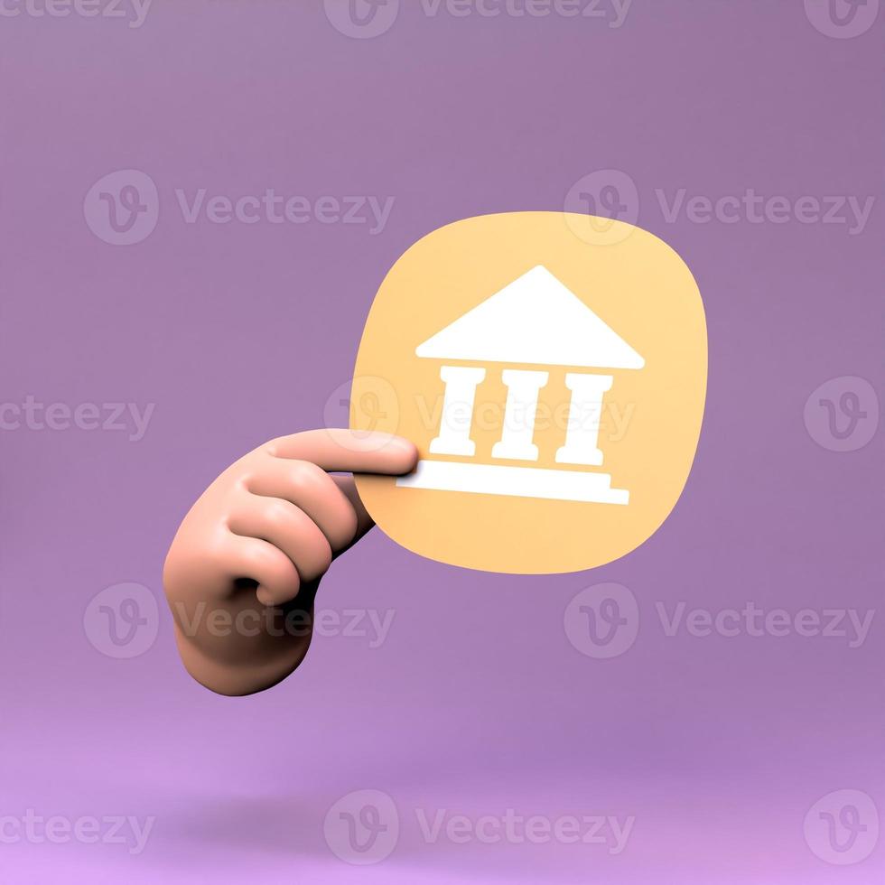 Bank icon. 3d render illustration. photo