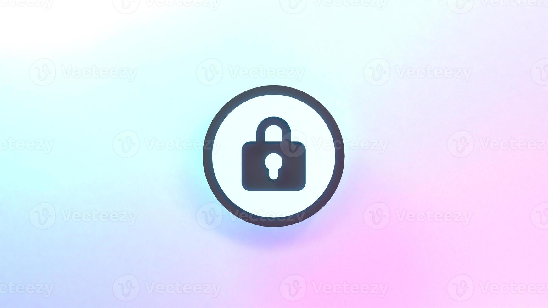 Key lock icon. 3d render illustration. photo