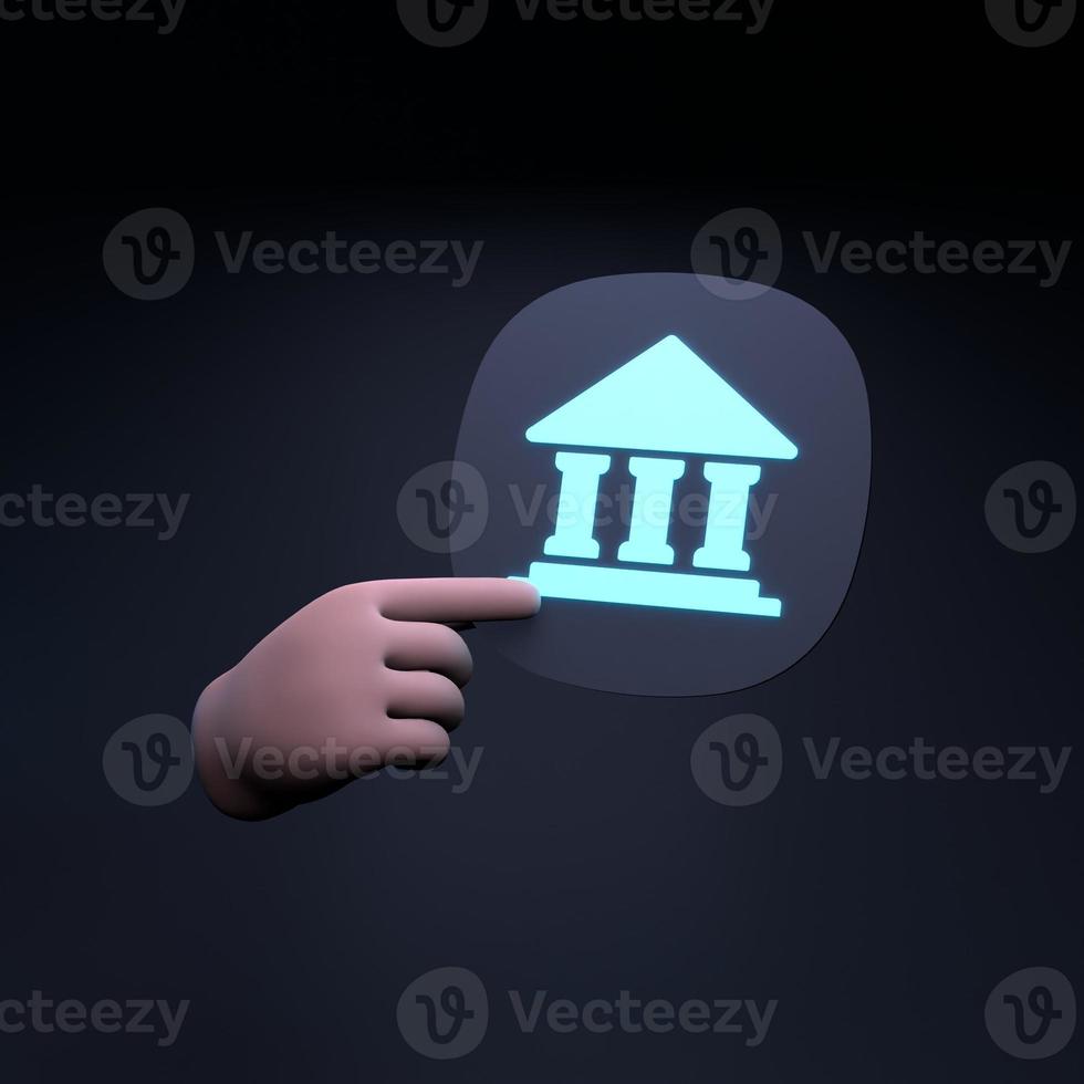 Bank icon. 3d render illustration. photo