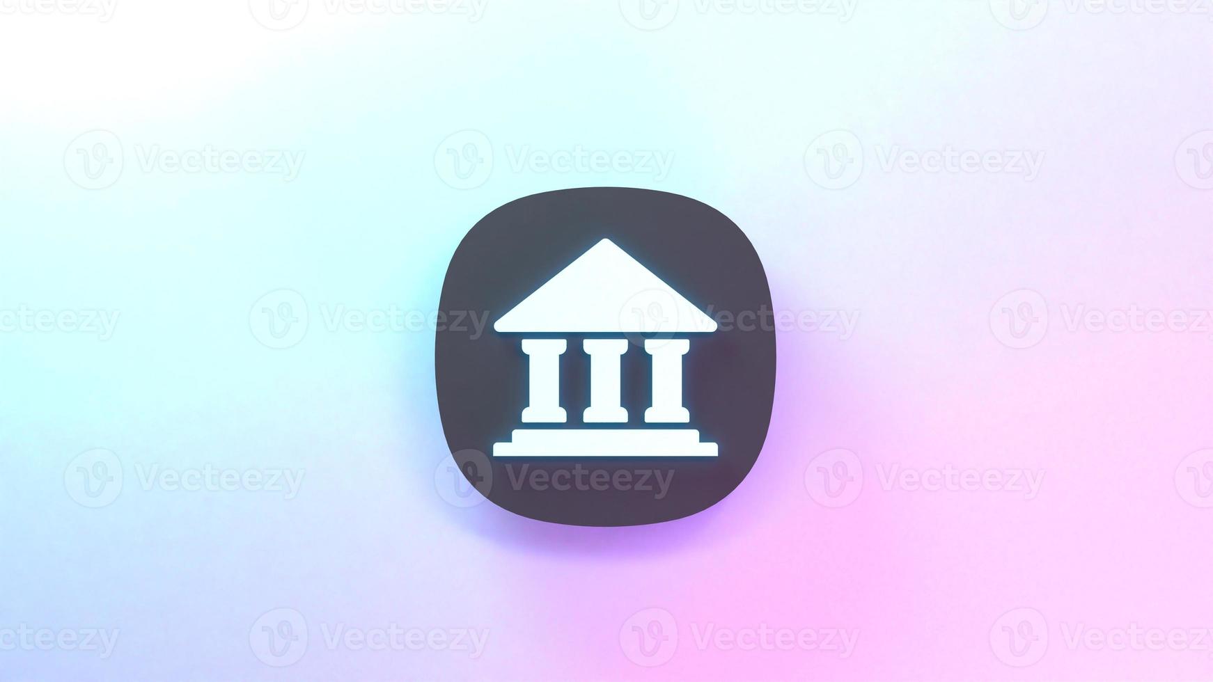 Bank icon. 3d render illustration. photo