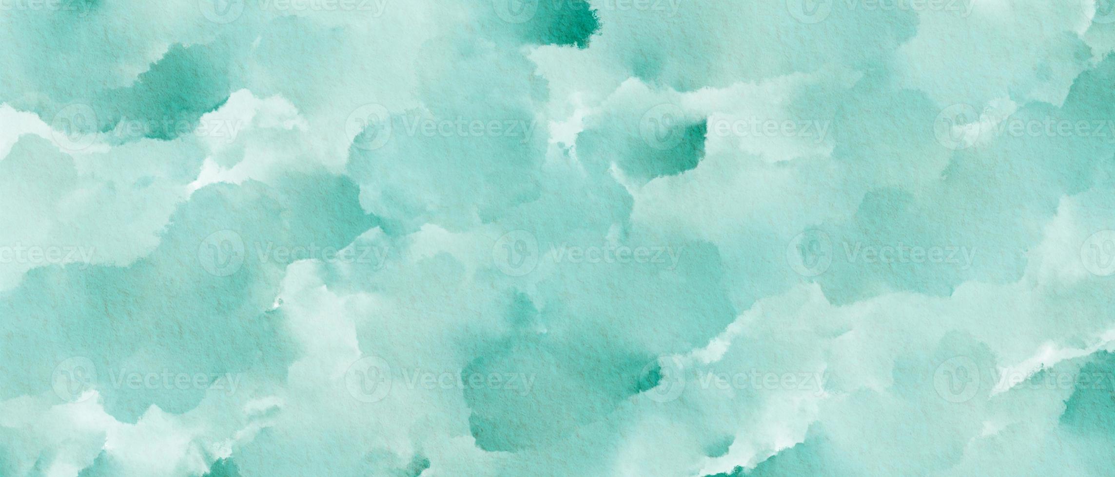 Turquoise Watercolor Paint Stain Background Rectangle, Abstract Paper Texture Color Of The Year 2010 photo