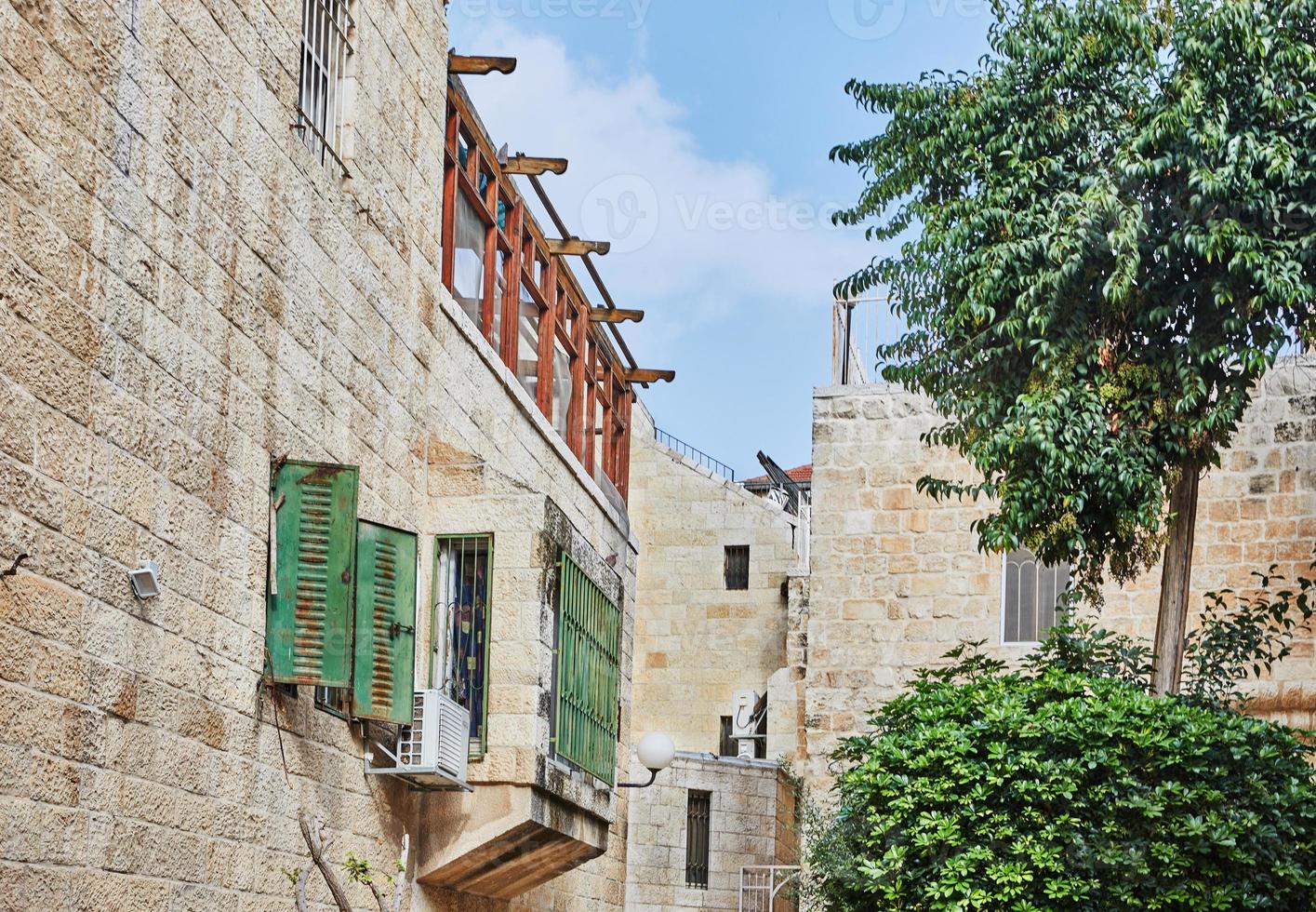 Ancient Alley in Jewish Quarter, Jerusalem. Israel. Photo in old color image style