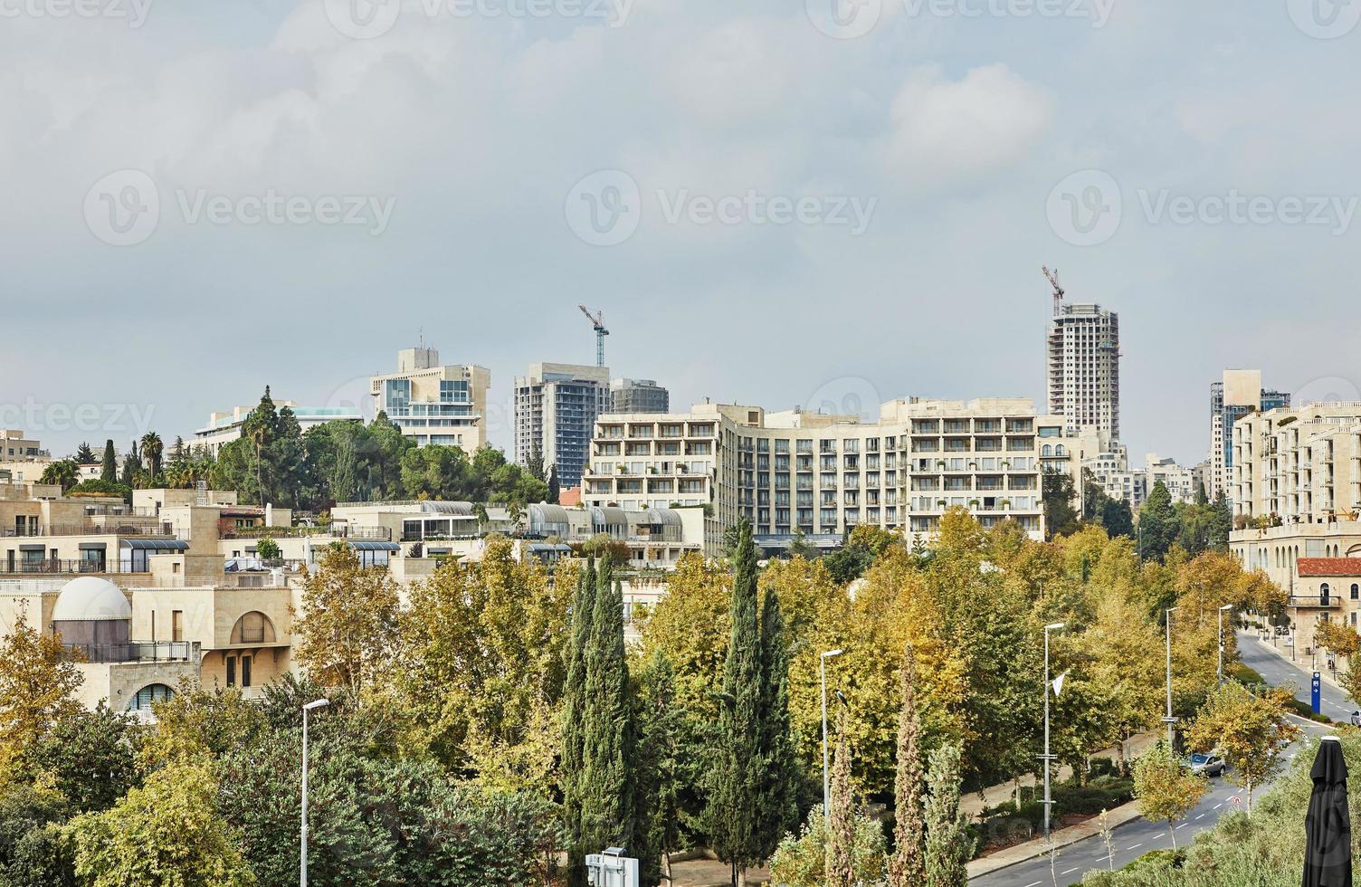 View of the Jerusalem district of Yemin Moshe photo